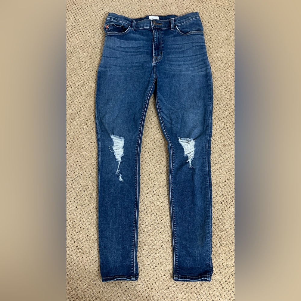 Hudson High Rise Blair Super Skinny Ripped Jeans.